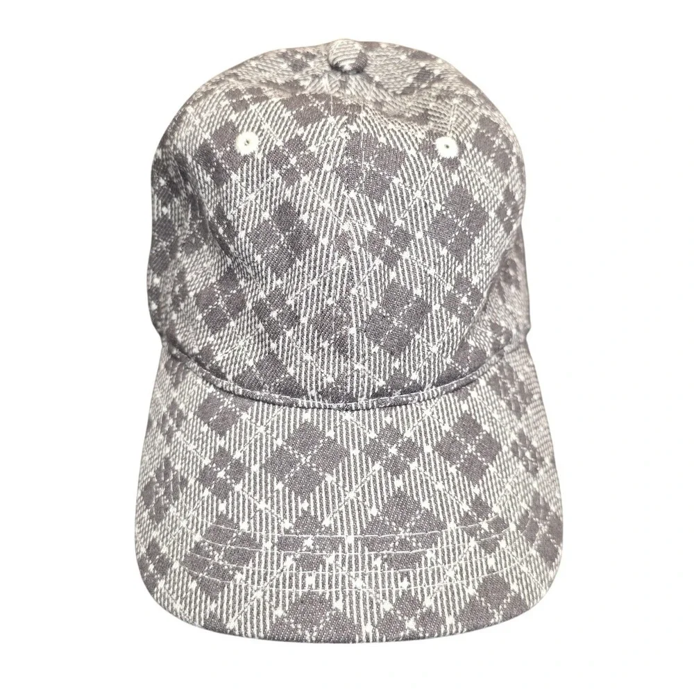 Free People Hat Cap Strap Back Womens Adjustable Gray Plaid 100% Cotton